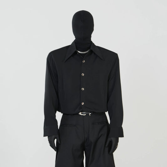 Pointed-Collar Wrinkle-Resistant Long Sleeve Shirt WN17355