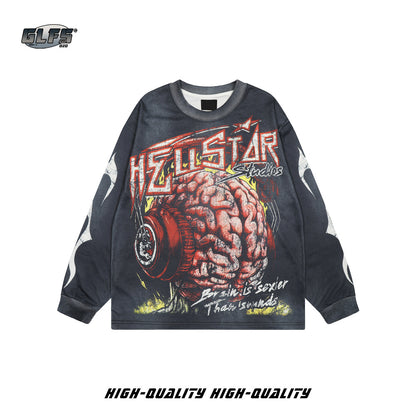 Oversize Illustration Print Long Sleeve T-Shirt WN26571