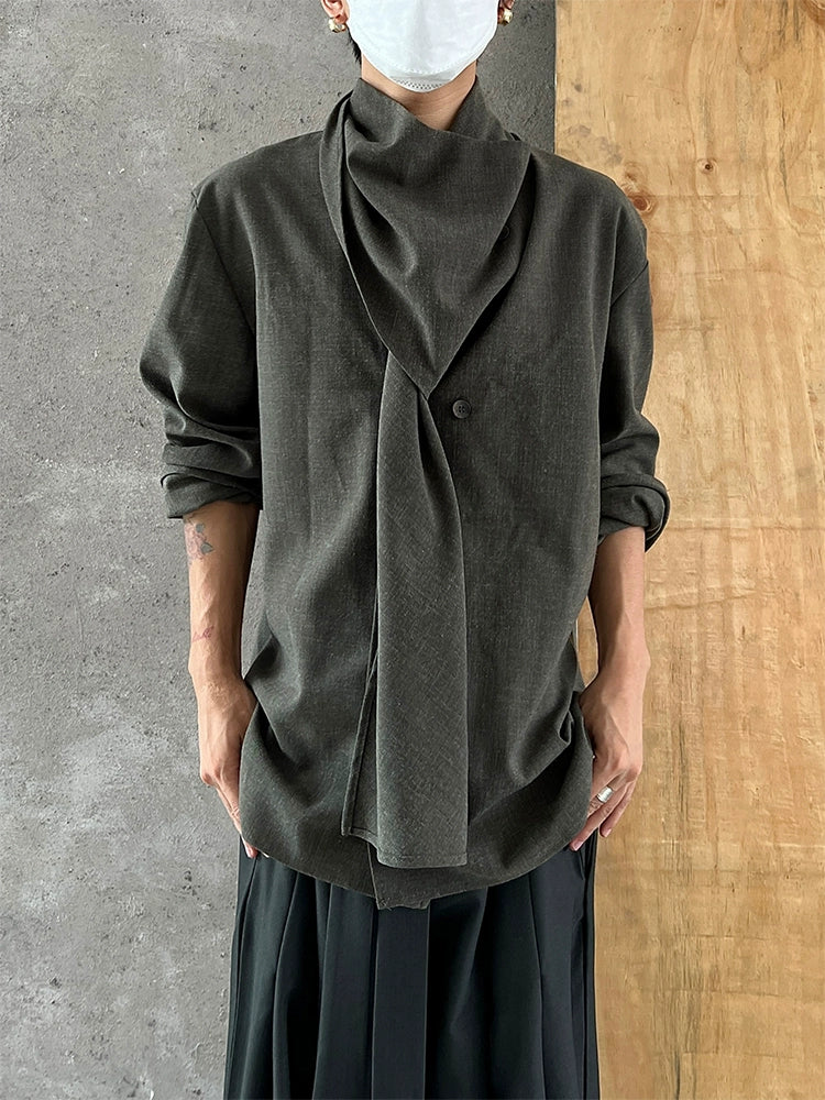 Irregular Design Chinese Style Long Sleeve Shirt WN20007