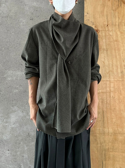 Irregular Design Chinese Style Long Sleeve Shirt WN20007