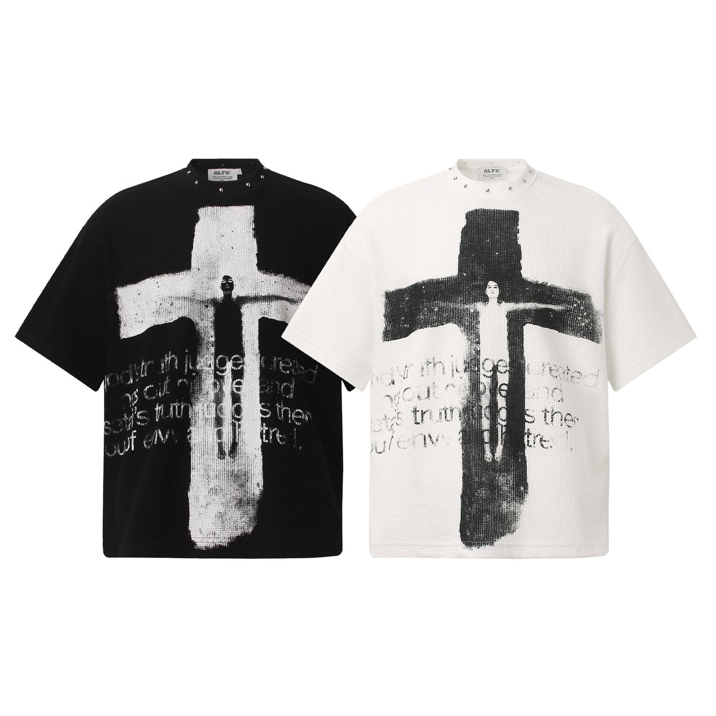 Cross Figure Studs Short Sleeve T-Shirt WN25486