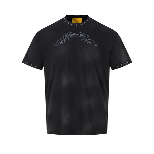 Washed Gradient Letter Print Short Sleeve T-Shirt WN23585