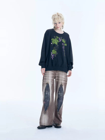 Grape Design Pullover Sweatshirt WN19028