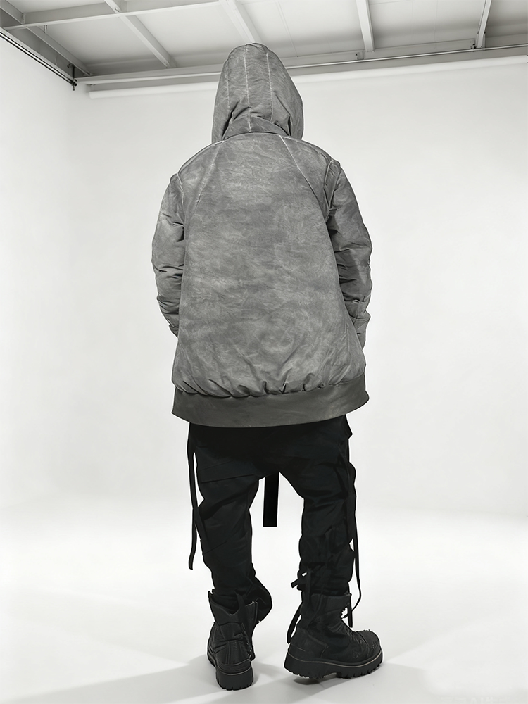 Asymmetric Detachable Hooded White Duck Down Jacket WN22005