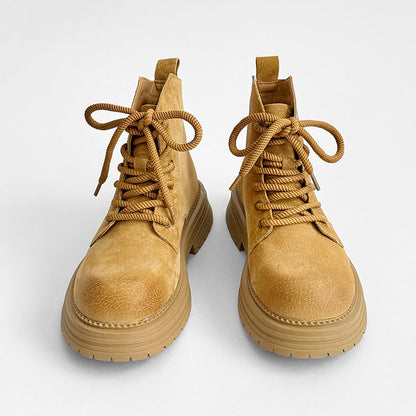 Suede Punching Lace Up Thick Sole Short Boots WN24504