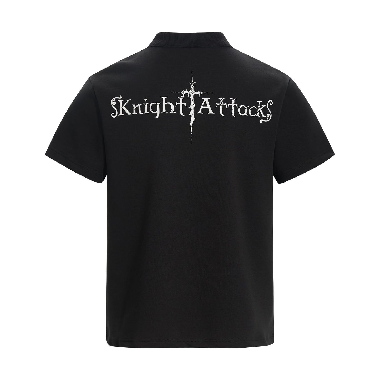 High-Neck Knight Graphic Short Sleeve Polo Shirt WN25839
