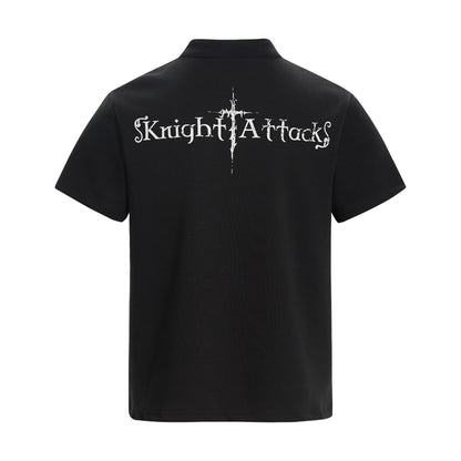 High-Neck Knight Graphic Short Sleeve Polo Shirt WN25839