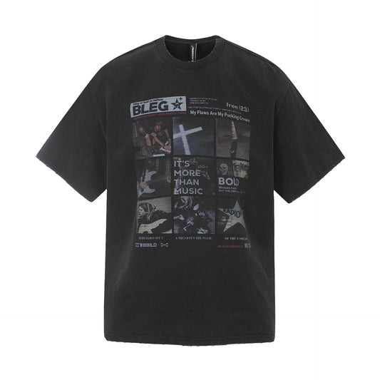 Washed Portrait Print Short Sleeve T-Shirt WN25534