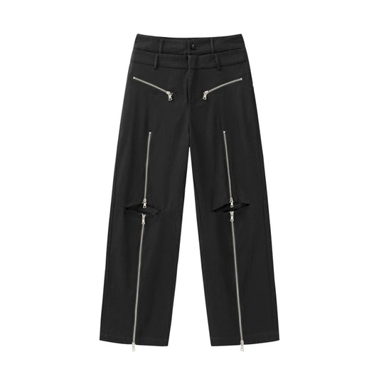 Zipper Design Wide-leg Trousers WN5573