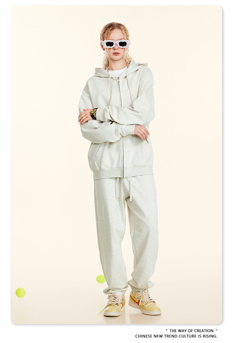 Oversize Heavyweight Pullover Hoodie & Zipper Hoodie & Sweatshirt & Pants Setup WN9930