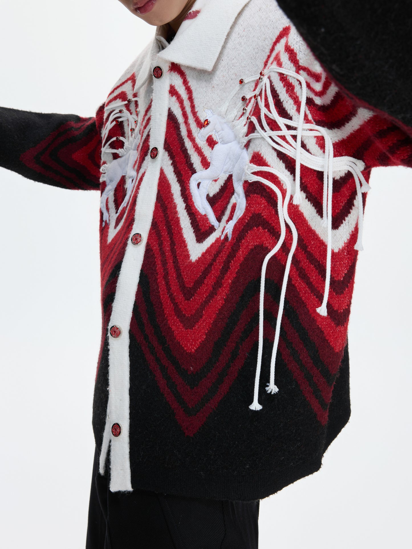 Oversize Polo Collar Knit Cardigan WN22671