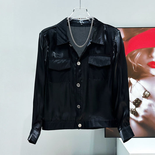 Rhinestone Sheer Silky Short Jacket WN23932