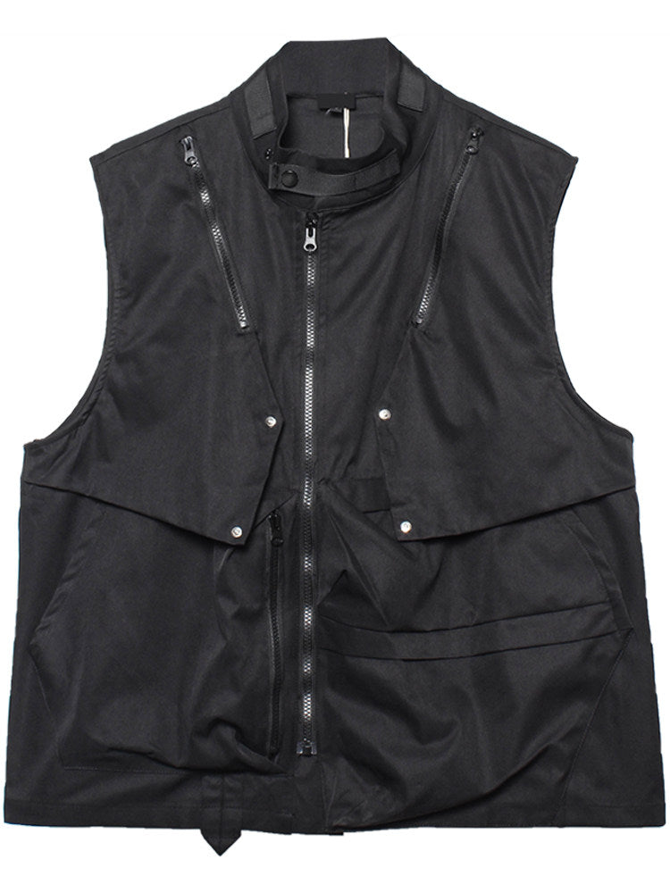 Patchwork Zipper Utility Tactical Short Vest WN22515