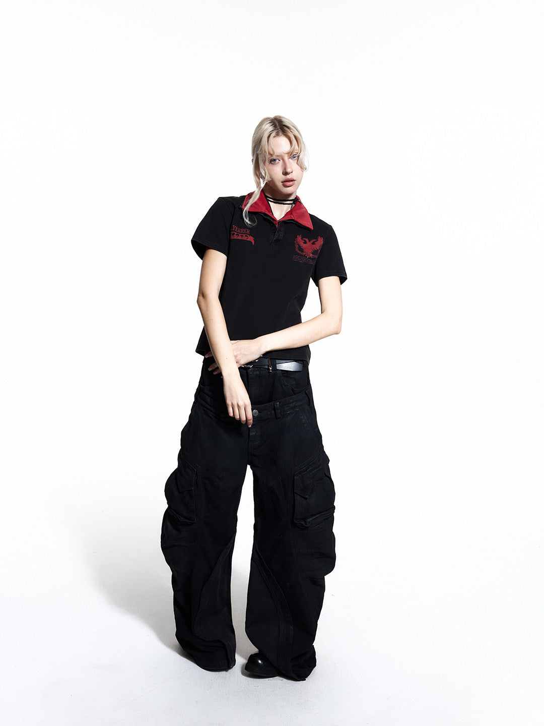 Irregular Panel 3D Pocket Wide Leg Cargo Pants WN27441