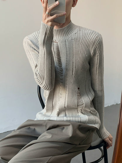 High-Neck Thumbhole Knit Sweater WN9701