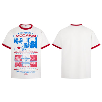 Waffle Graphic Portrait Print Short Sleeve T-Shirt WN25773