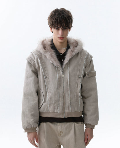 Colorblock Patch Thick Hooded Jacket WN22087