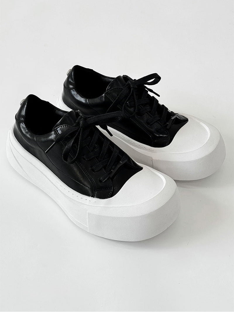 Canvas Round-Toe Derby-Inspired Flat Sneakers WN19121