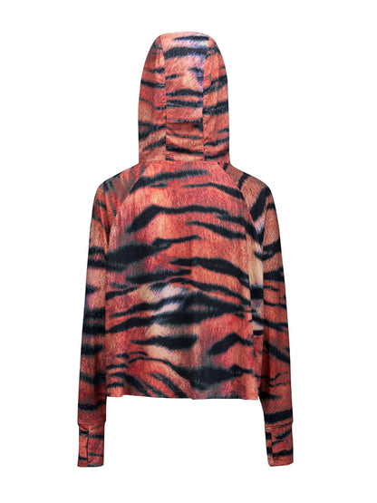 Tiger Stripe Print Sun Protection Zipper Hoodie WN18988