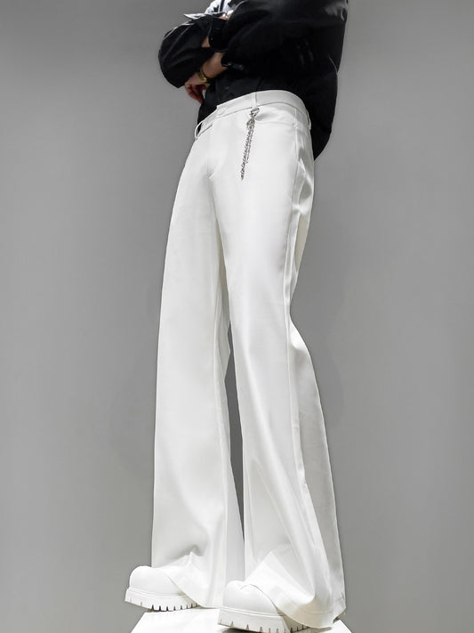Metal Chain Draped Flare Trousers WN23856