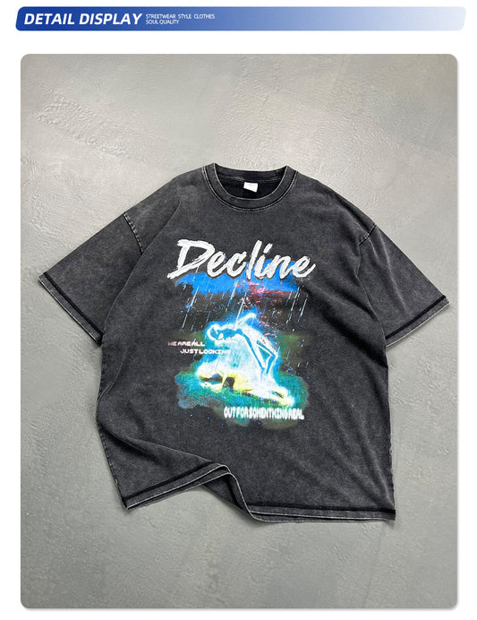 Washed Graphic Print Oversize Short Sleeve T-Shirt WN16247