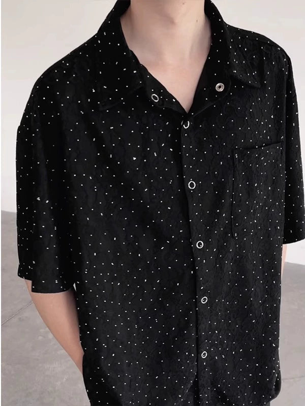 Starry Sky Design Oversize Short Sleeve Shirt WN19321