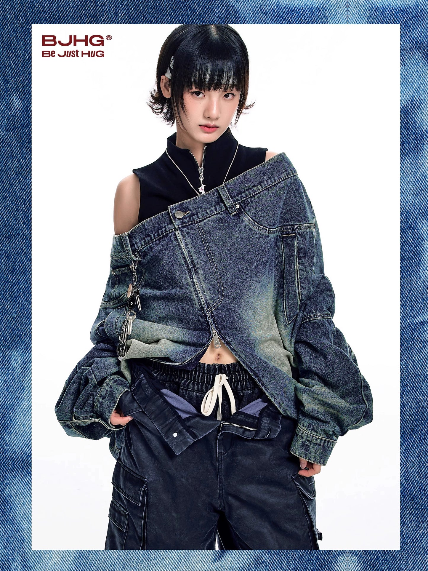 Damage Denim Zipper Jacket WN13170