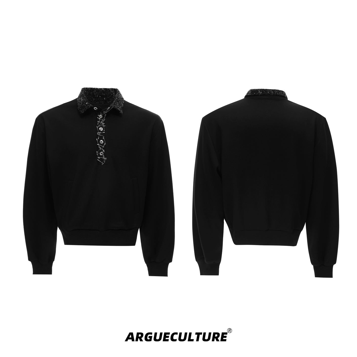 Sequin Pin Long Sleeve Polo Shirt WN21218