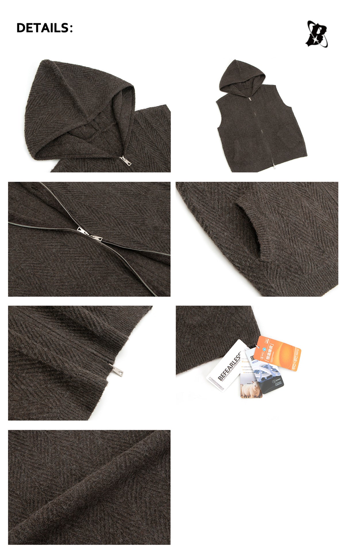 Hooded Zip-Up Knit Sweater Vest WN26232