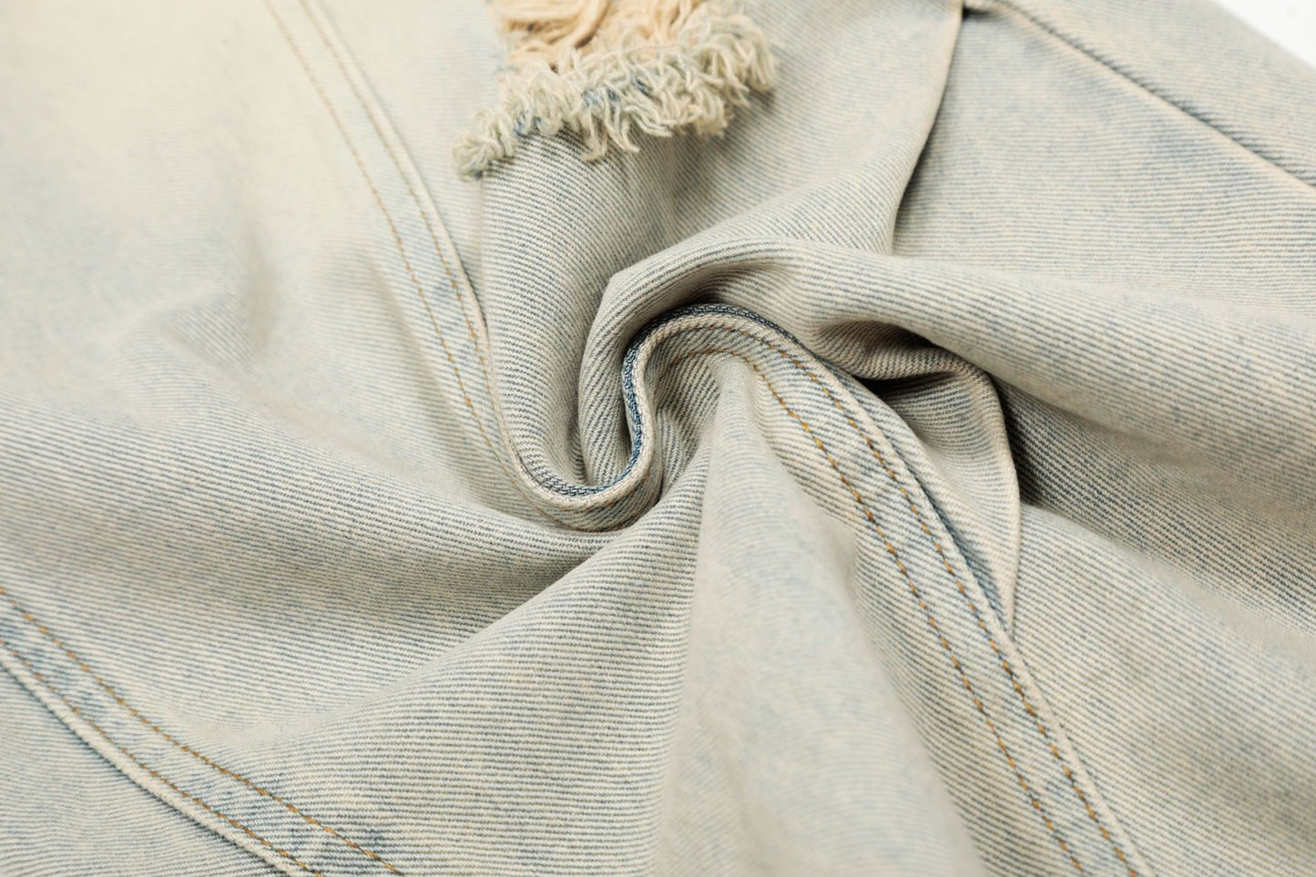 Washed Damage Curved Wide Leg Denim Jeans WN25912