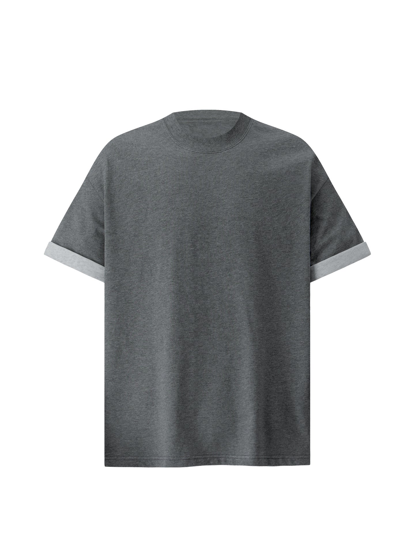 Contrast Cuff Fake Layered Boxy Oversize Short Sleeve T-Shirt WN26301