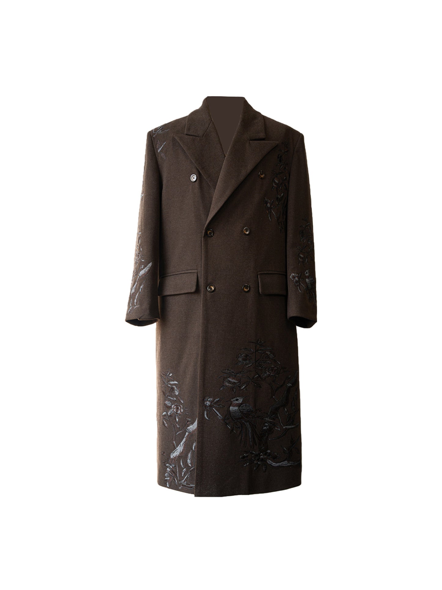 Botanical Embroidery Double-Breasted Coat WN23644