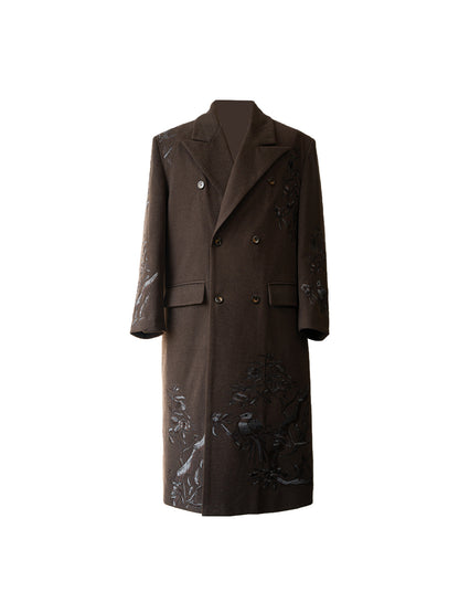 Botanical Embroidery Double-Breasted Coat WN23644