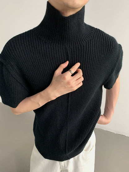 High-Neck Short Sleeve Knit Sweater WN9707