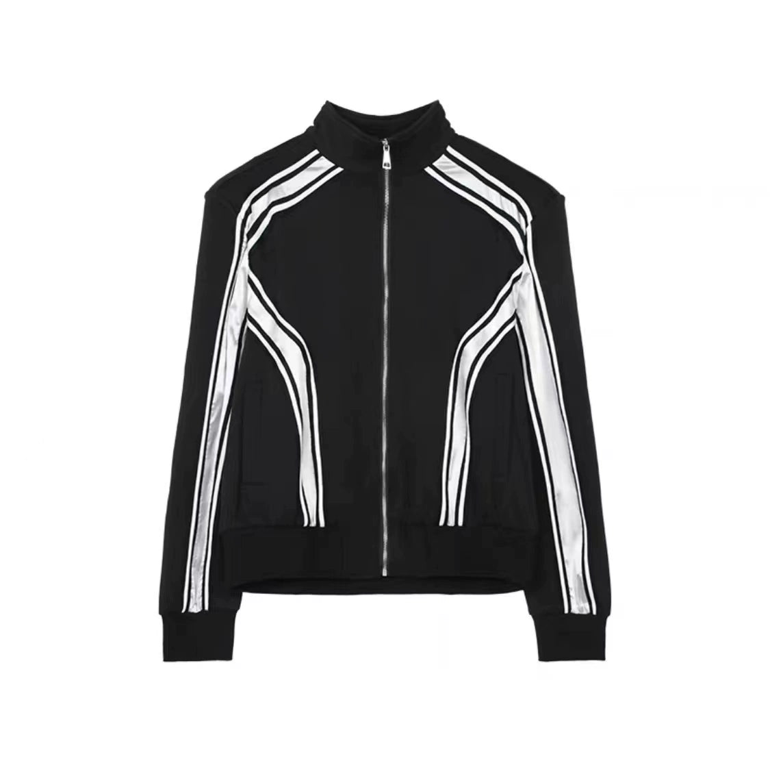 Contrast Color Oversize Zipper Jacket & Sporty Sweatpatns Setup WN9367