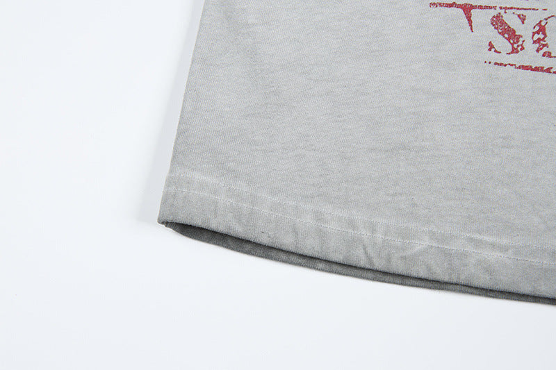 Washed Portrait Print Short Sleeve T-Shirt WN25795