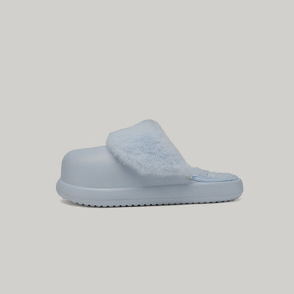 Fake Fur Panel Platform Slip-On Mules WN23455