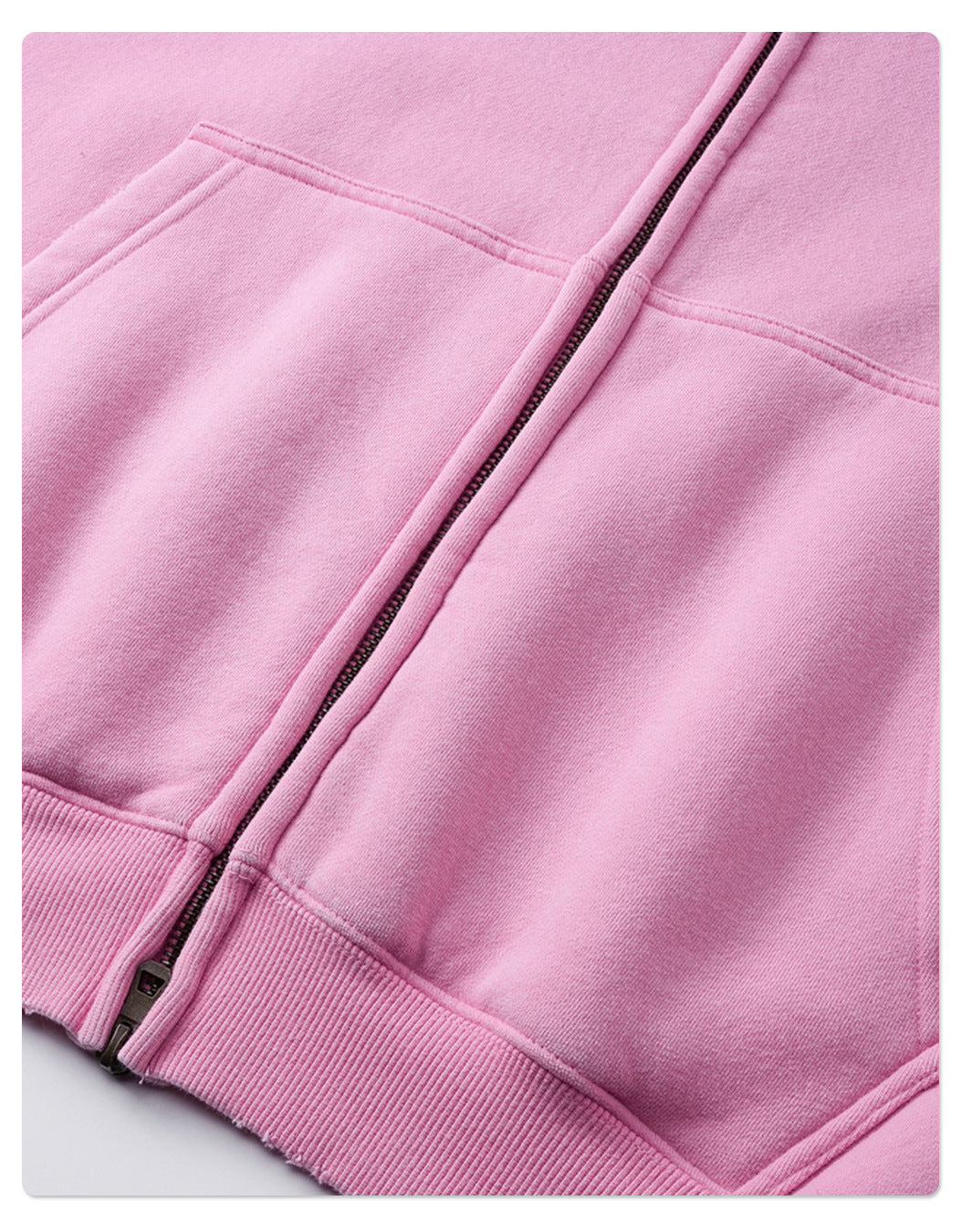 Fleece Lining Zip-Up Wax Dye Zipper Hoodie WN23111