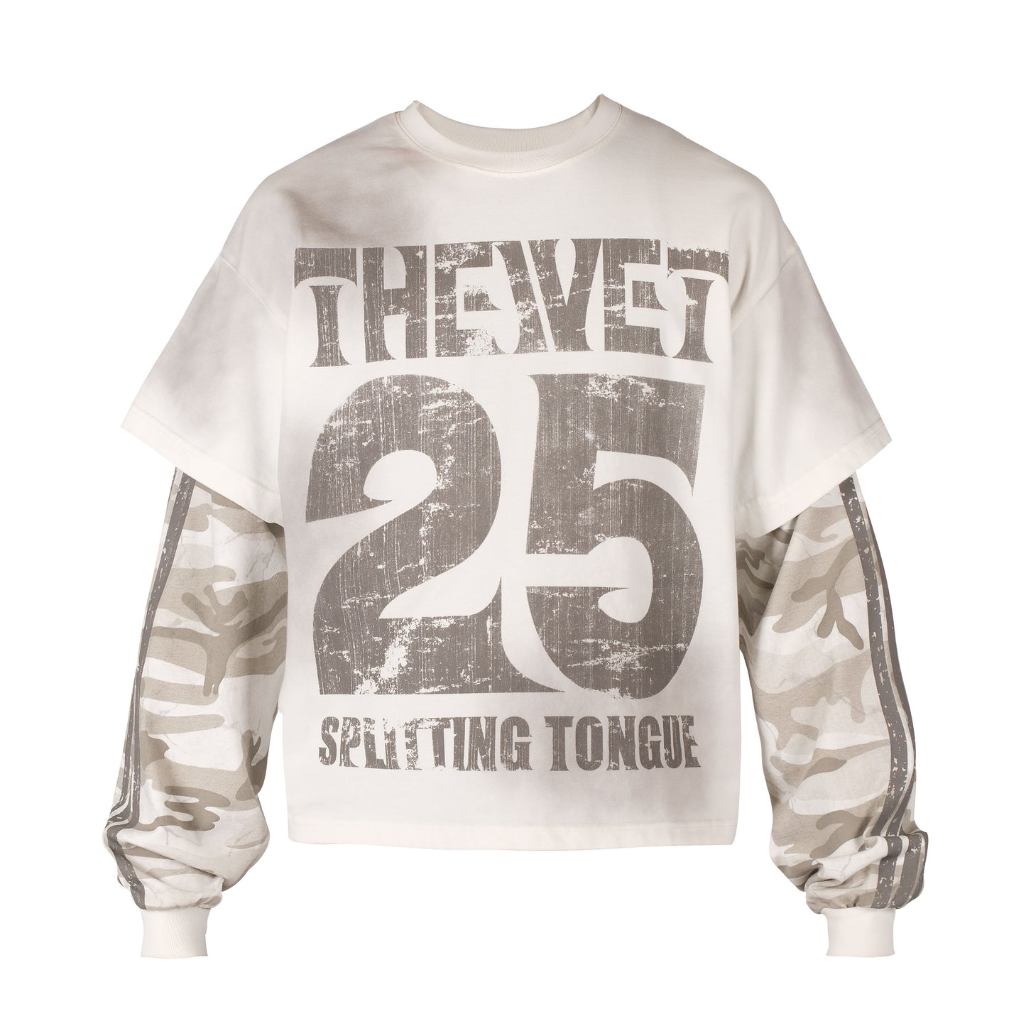 Fake Layered Camouflage Number Long Sleeve T-Shirt WN26651