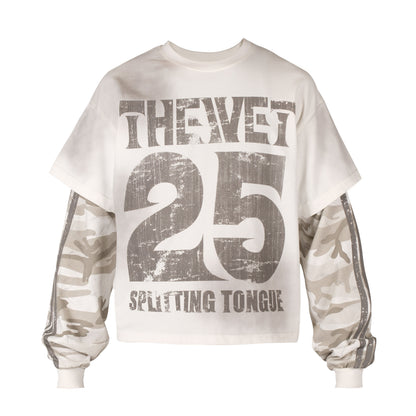 Fake Layered Camouflage Number Long Sleeve T-Shirt WN26651
