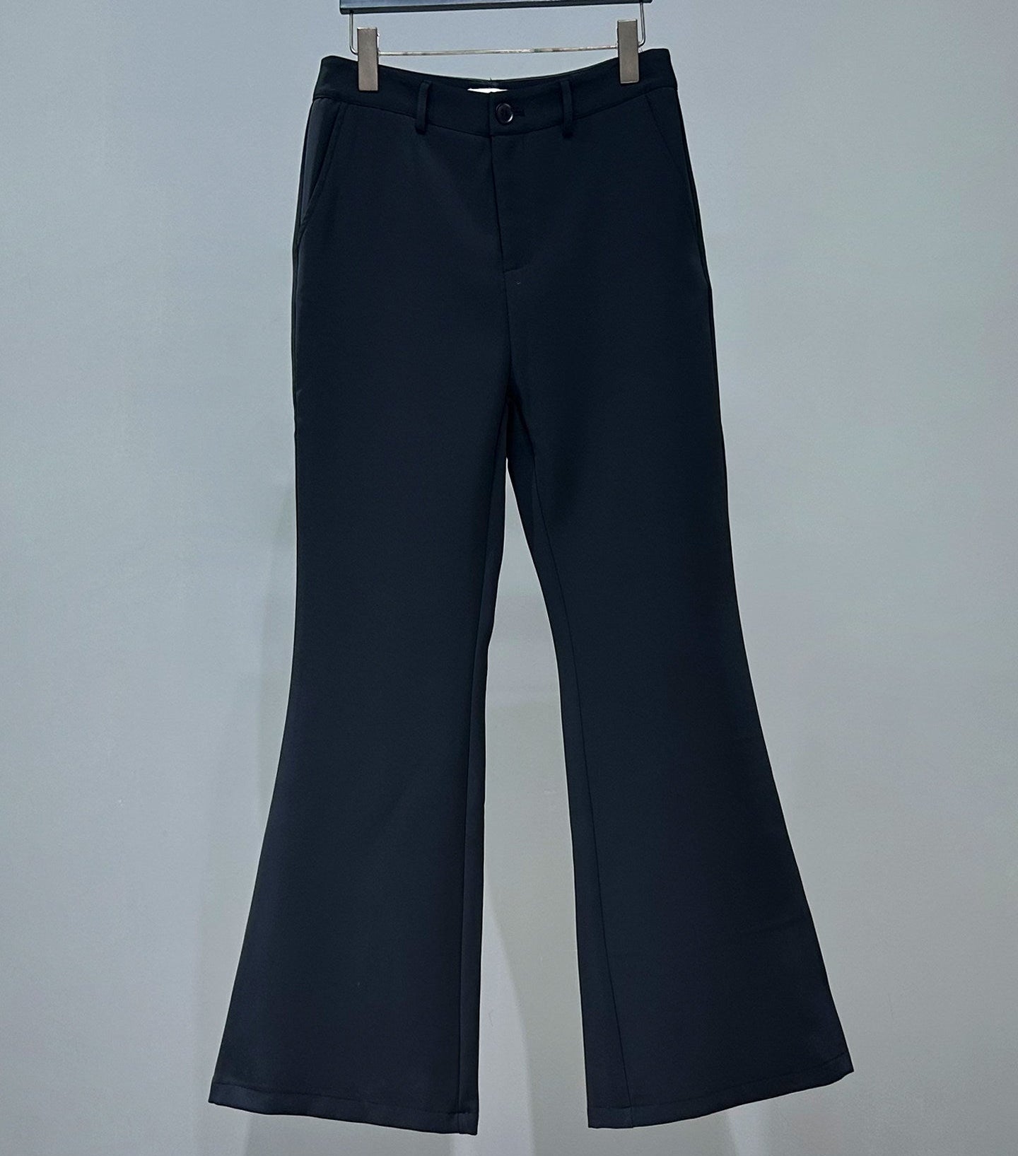 Asymmetric Short Shoulder-Pad Tailored Jacket & Flare Trousers Setup WN23848