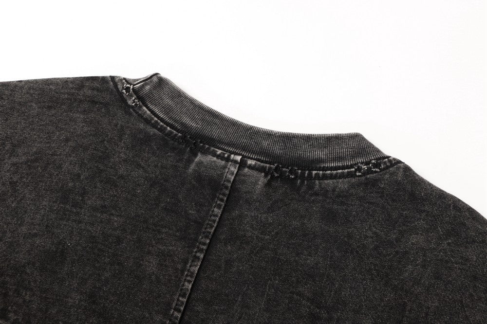 Heavyweight Washed Metal Stud Deconstructed Short Sleeve T-Shirt WN27896