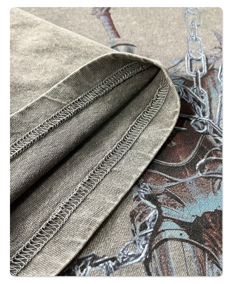 Oversize Heavyweight Washed Print Short Sleeve T-Shirt WN16270