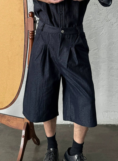 Washed Straight Denim Half Jeans WN19947