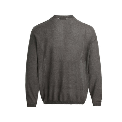 Openwork Linen Henley Neck Knit Sweater WN25712