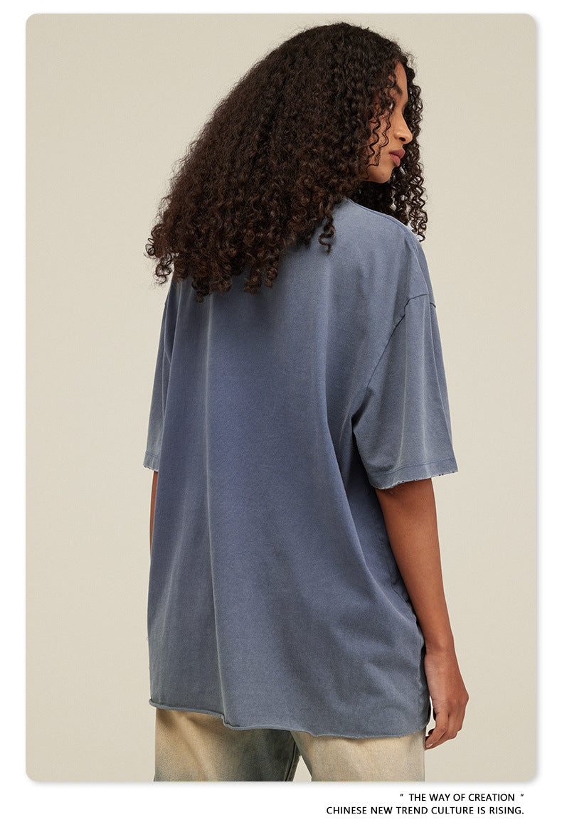Washed Damage Oversize Short Sleeve T-Shirt WN6068