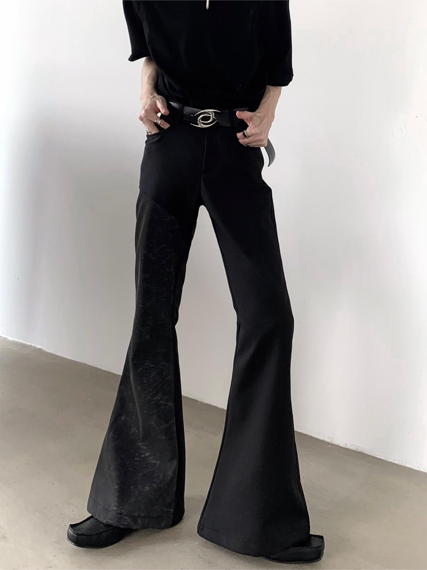 Snake Pattern Draping Flare Trousers WN15413