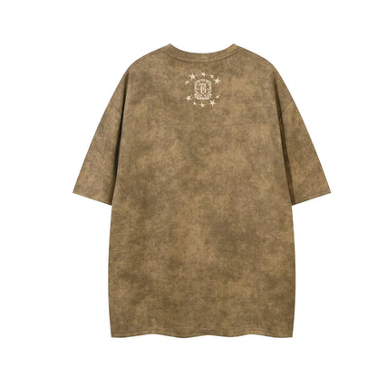 Washed Letter Print Short Sleeve T-Shirt WN25779