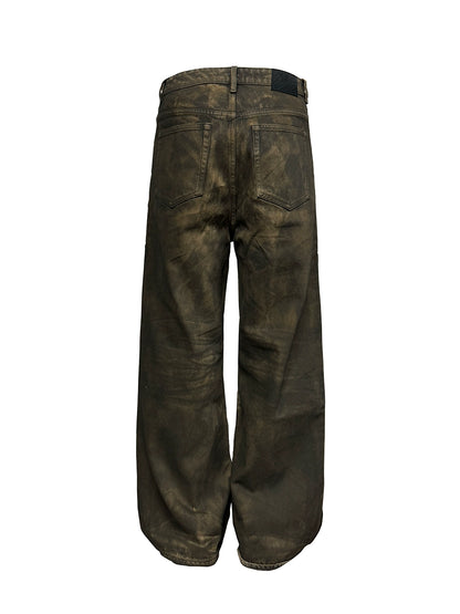 Spray And Mud Dye Straight Denim Jeans WN8516