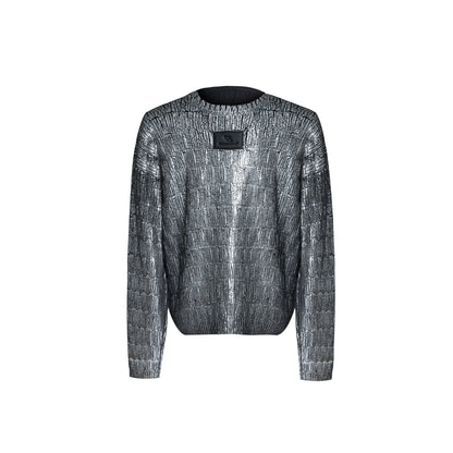 Metallic Coated Irregular Textured Knit Sweater WN10563